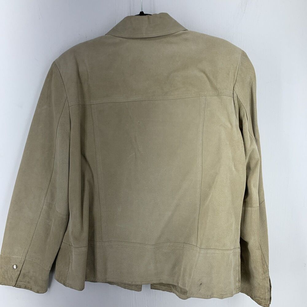 Vtg Valerie Steven’s Womens Large Leather Bomber Jacket 90’s Full Zip Biker Boho - Picture 10 of 11